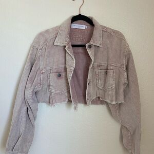 Women's Cropped Corduroy Jacket - Pink